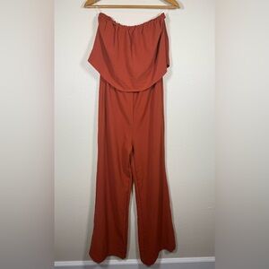 ee:some Orange Strapless Wide Leg Romper Small New Made In USA